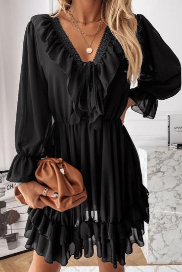 Eleganta mini kleita ar volāniem ''Clementina'', melna