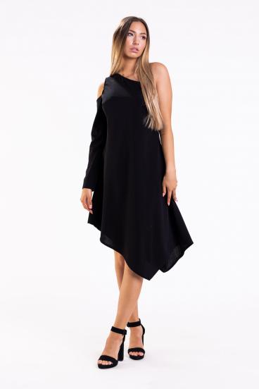 Eleganta asimetriska kleita ''Lavita'', melna