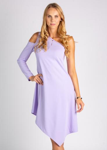Eleganta asimetriska kleita ''Lavita'', ceriņkrāsā