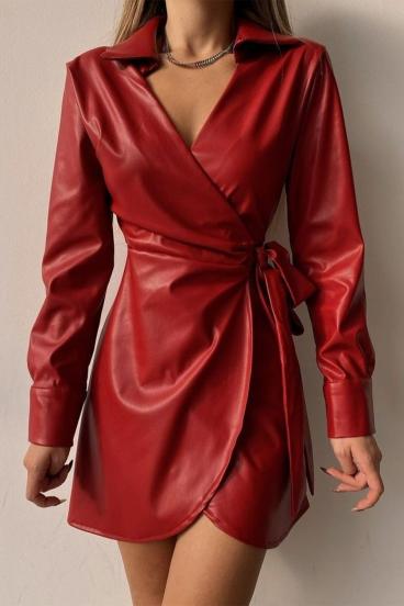 Eleganta mākslīgās ādas minikleita ''Pellita'', sarkana