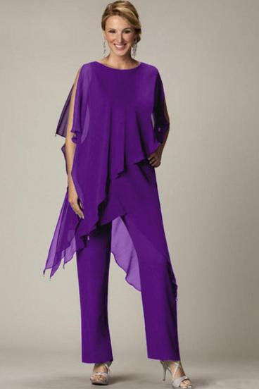 Elegants caurspīdīgas tunikas un garo bikšu komplekts ''Claudette'', violets