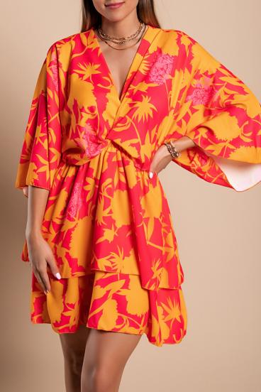 Eleganta mini kleita ar apdruku ''Amasena'', oranža