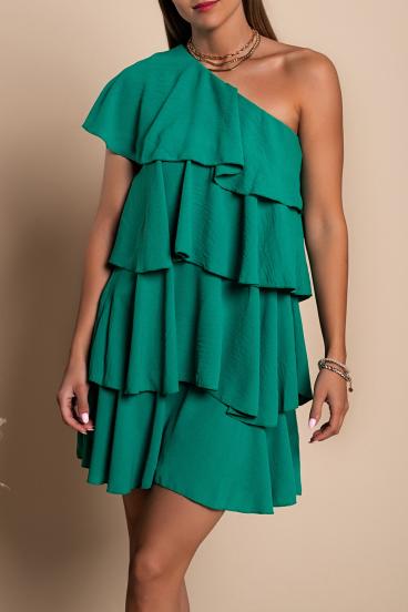 Eleganta mini kleita ar volāniem ''Liona'', zaļa