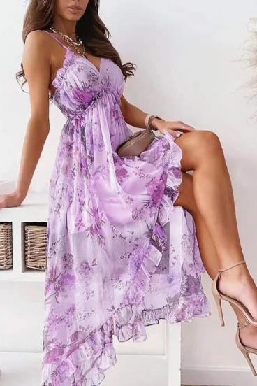 Eleganta maxi kleita ar apdruku ''Noalla'', violeta