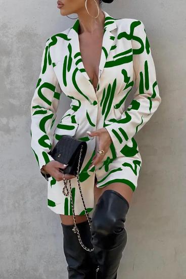 Eleganta mini kleita ar apdruku, zaļa