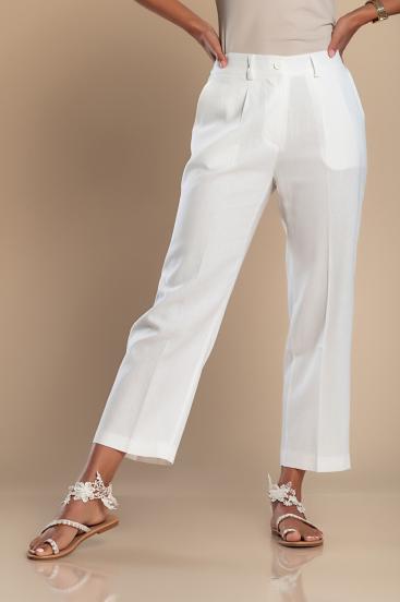 Elegantas lina bikses, baltas