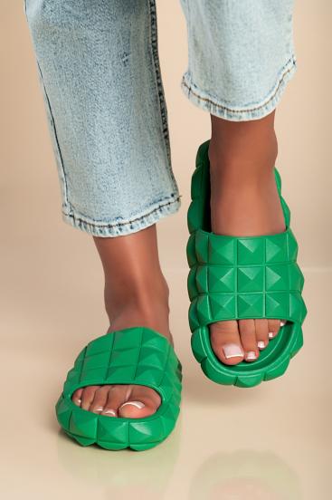 Sandales ar platu siksniņu, zaļas