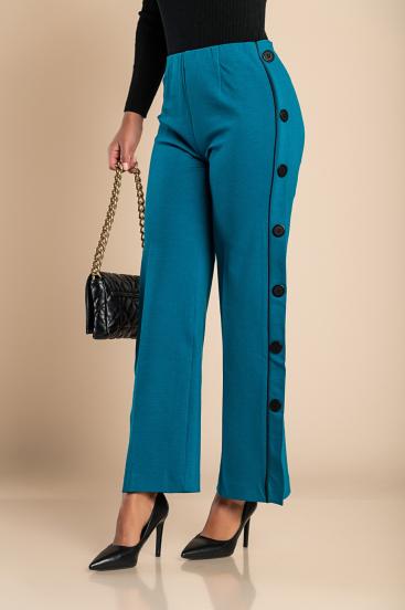 Elegantas bikses ar pogām, petrol krāsā
