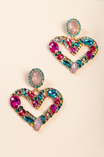 Eleganti auskari sirsniņas formā, ART354, sudraba krāsā