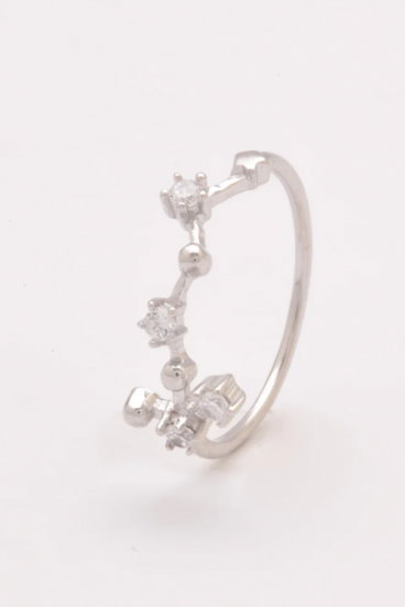 Sudraba gredzens ar dekoratīviem dimantiņiem, ART498 - SCORPIO, sudraba krāsā
