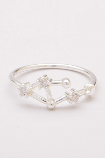 Sudraba gredzens ar dekoratīviem dimantņiiem, ART502, SVARI, sudraba krāsā
