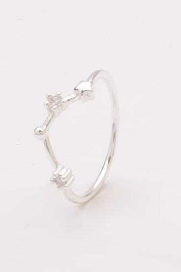 Sudraba gredzens ar dekoratīviem dimantiņiem, ART503 - AQUARIUS, sudraba krāsā