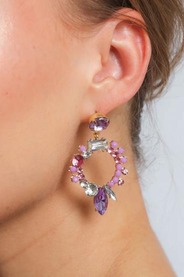 Eleganti auskari ar dekoratīviem dimantiņiem, ART1049, daudzkrāsaini