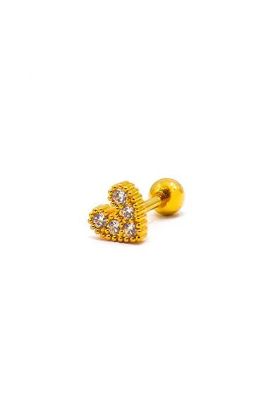 Elegants mini auskars sirds formā, ART1008, zelta krāsā