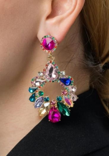 Eleganti auskari ar dekoratīviem dimantiņiem, ART1045, daudzkrāsaini