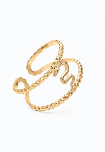 Elegants gredzens ar čūskas motīvu, zelta krāsā