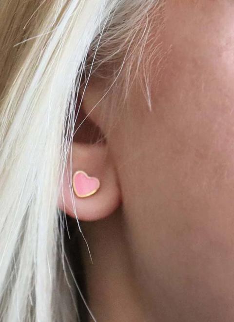 Mini auskari sirsniņas formā, rozā krāsā