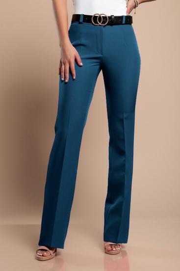 Elegantas garās bikses ar taisnu piegriezumu, petrol zilā krāsā