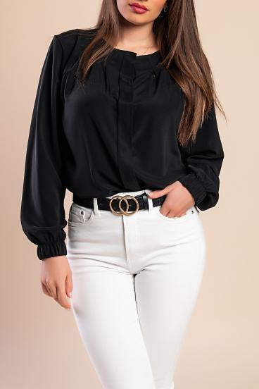 Elegants krekls ar apaļu kaklu, melns