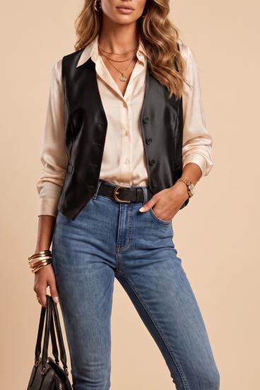 Eleganta veste ar pogām, melna