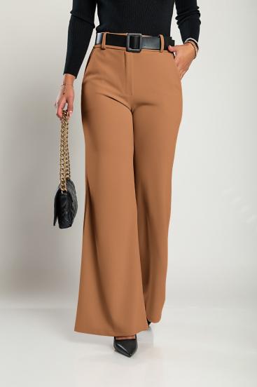 Elegantas garās bikses ar jostu, ''Solarina'', camel krāsā
