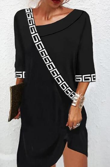 Eleganta kleita ar ģeometrisku rakstu, melna