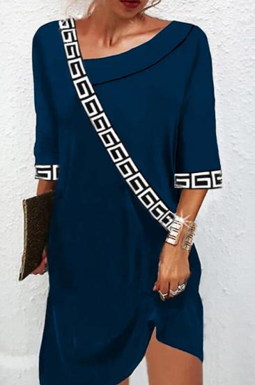 Eleganta kleita ar ģeometrisku rakstu, petrol krāsā