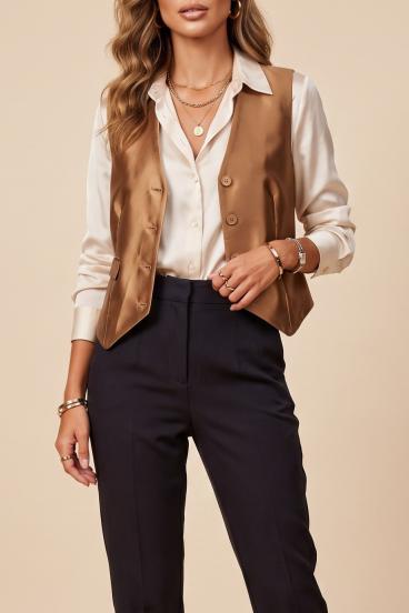 Eleganta veste ar pogām, brūna