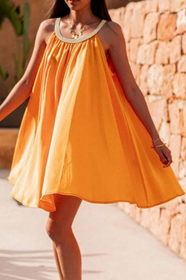 Brīvi pieguļoša mini kleita, oranža