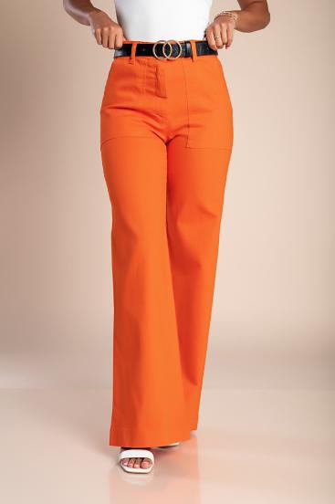Kokvilnas bikses ar platām starām, oranžas