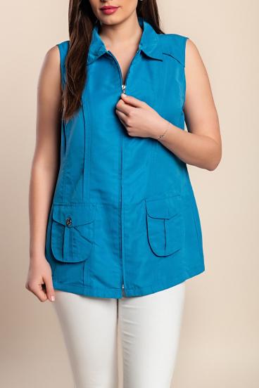 Liela izmēra veste ar rāvējslēdzēju, zila