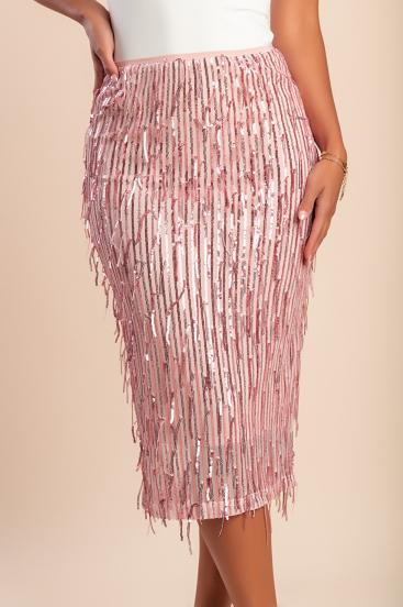 Eleganti midi svārki ar fliteriem, rozā krāsā