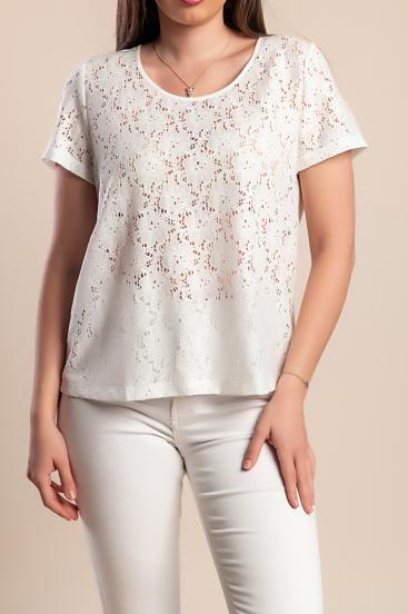 Liela izmēra mežģīņu tops, balts