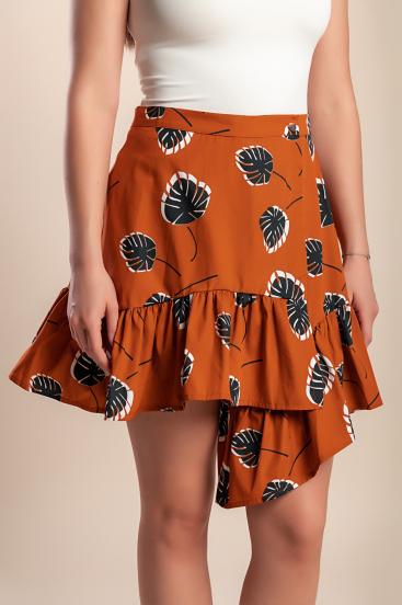 Apdrukāti kokvilnas mini svārki, oranžā krāsā