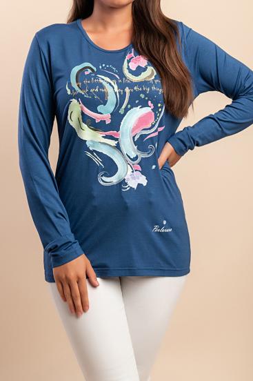 Apdrukāts tops, zils