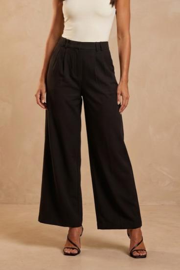 Garas plaša piegriezuma bikses, melnas