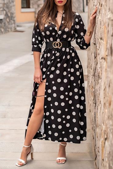 Eleganta maxi kleita ar apdruku ''Mori'', melna